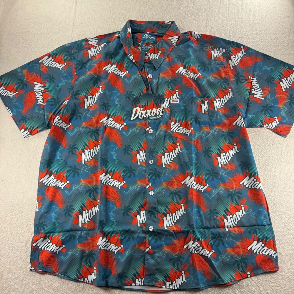 Dixxon Flannel Co The Vice Shirt Mens 4X Teal Miami Vice Short Sleeve Button Up